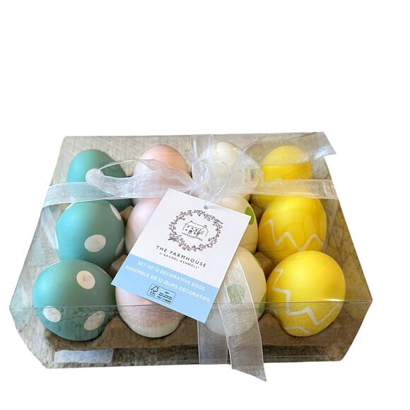 The Farmhouse Easter Eggs Boxed Set of 12 Pastel Colors Polka Dot Spring Decor - Picture 2 of 14